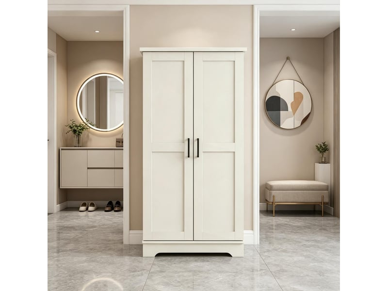 Armoire de cuisine 60x40x120 cm à portes mdf et panneau de particules crème  - Conforama B