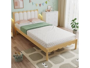 Lit simple 90x200 cm <strong>HAUSS SPOLE</strong>  <strong></strong> coloris beige