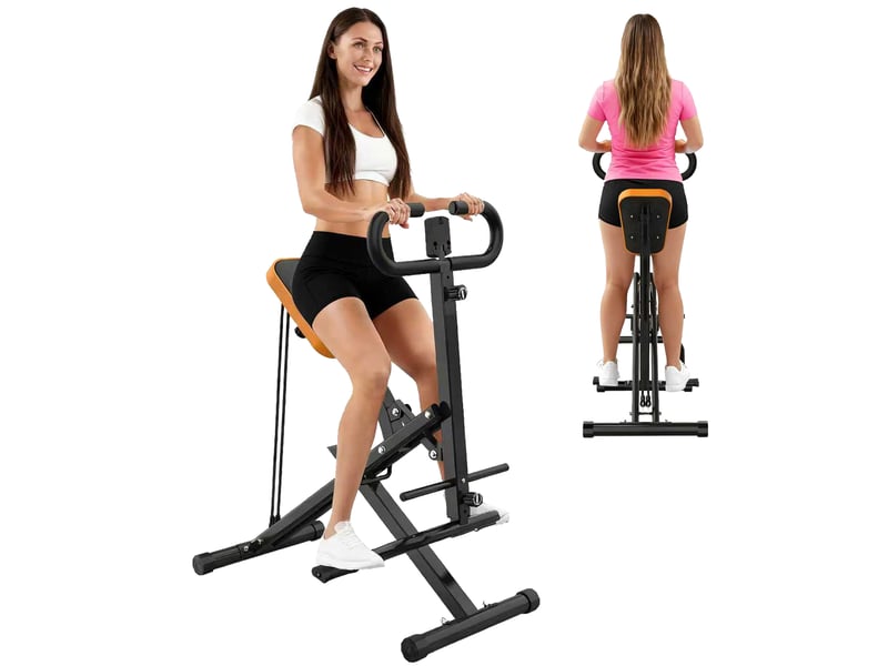 Machine de squat pliable 90x58x111 cm noire, abs, caoutchouc et acier q235 avec bandes de résistance - Conforama A