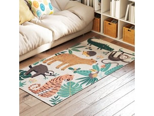 Tapis rectangulaire motif jungle 150 x 80 cm antidérapant evryae