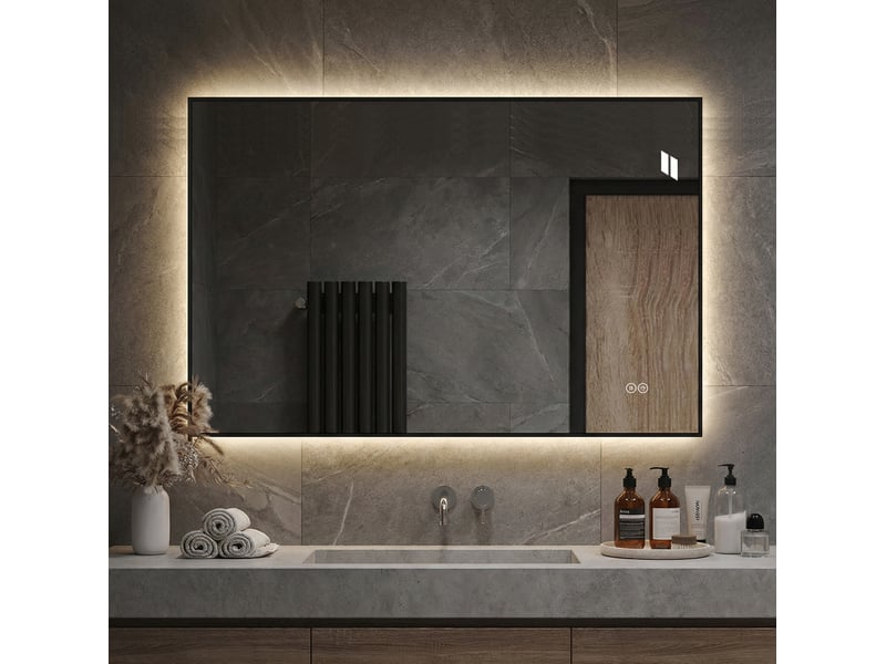  Miroir de salle de bains led 50x70 cm argenté avec antibuée et variateur  - Conforama B