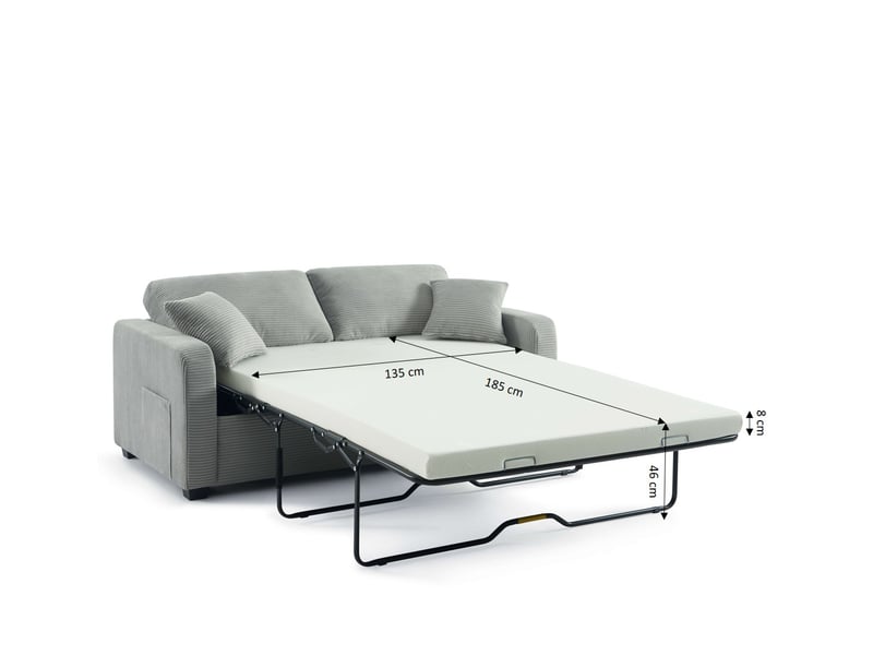  Canapé droit express serva 3 places velours côtelé gris  - Conforama E