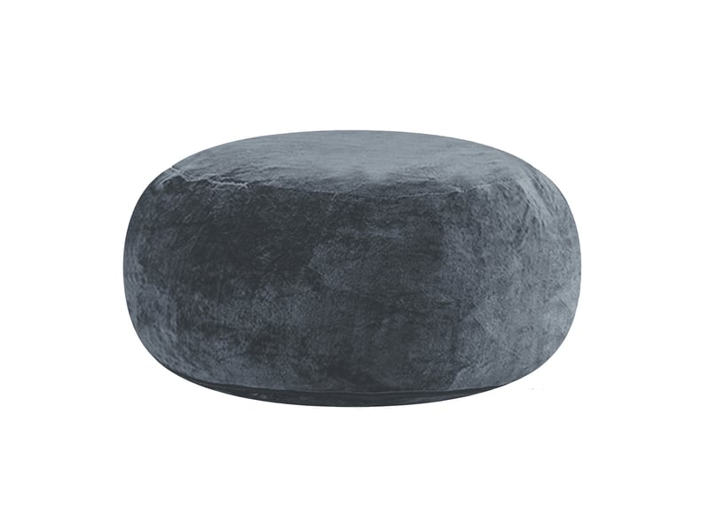  Pouf géant rond 150x150x60 cm en velboa gris avec mousse à mémoire de forme  - Conforama A