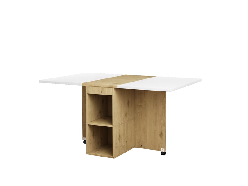  Ensemble table pliante et 4 tabourets extensible 120 × 80 × 75 cm blanc et bois clair pour repas flexibles  - Conforama D
