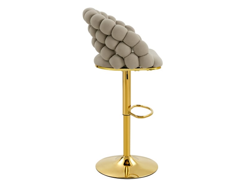  Lot de 2 tabourets de bar réglables, tabourets dorés et gris avec dossier en velours et structure en métal  - Conforama D