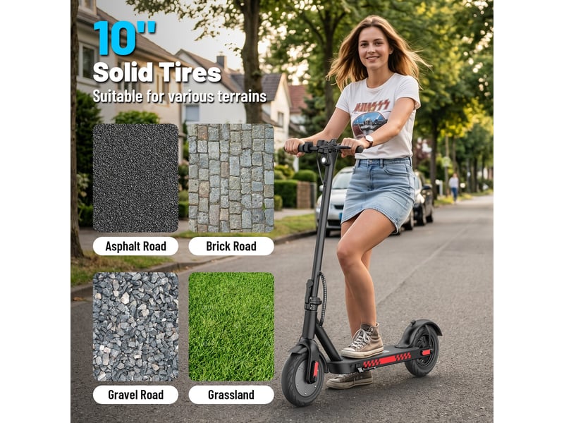 Trottinette électrique hiqis d9, pneus alvéolés 10, application intelligente, noir - Conforama D