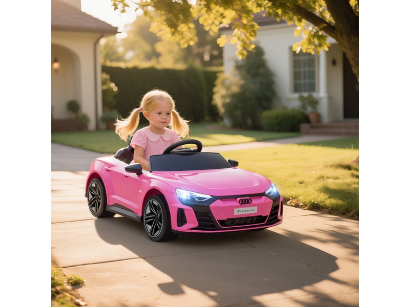  Voiture électrique pour enfants avec télécommande, ceinture de sécurité, klaxon, musique, phares, jusqu'à 5 kmh, 3-5 ans, rose  - Conforama D
