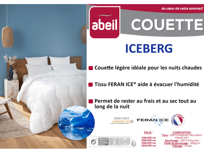 Couette légère et fraiche 240 x 260 cm polyester Hydrocool® 15000002234 - Conforama D