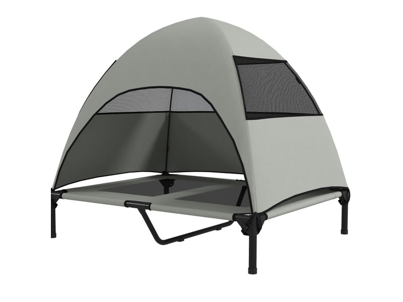  Bain de soleil chats et chiens de compagnie 91 x 76 x 90 cm – gris clair – auvent amovible et rangement  - Conforama A