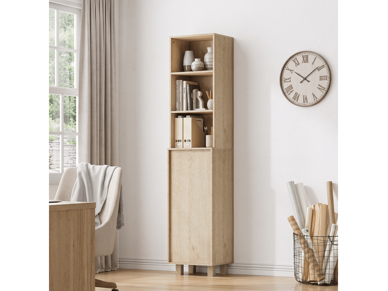  Armoire de salle de bain,35x30x162,5 cm,avec rangement,mdf,effet chêne  - Conforama E