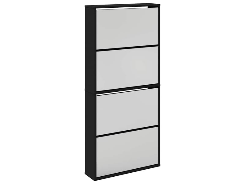  Meuble à chaussure | armoire à chaussures avec miroir à 4 niveaux noir 63x17x134 cm  - Conforama A