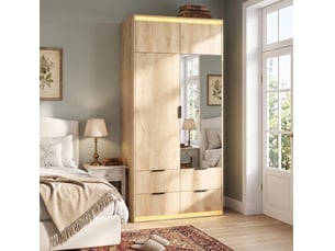 Armoire WISHDOR coloris bois clair largeur 90 cm