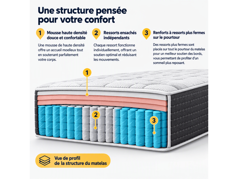  Matelas 140x190 cm mousse à mémoire de forme soutien medium épaisseur 30 cm  - Conforama C