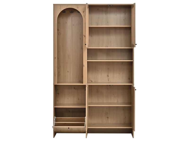 Vestiaire décor rotin 4 portes avec abattant 120x35x200 cm naturel - Conforama R