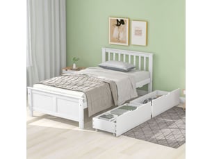 Lit avec rangement 90x200 cm <strong></strong>  <strong></strong> coloris blanc