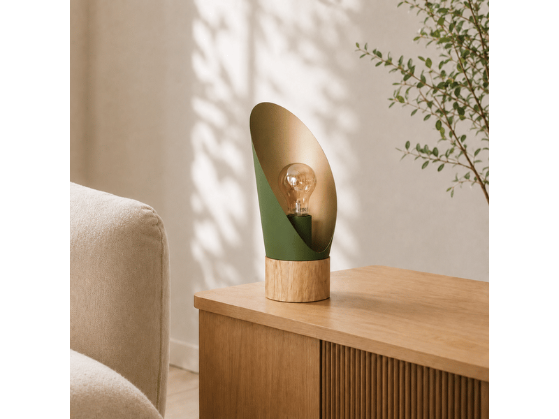  Lampe à poser en métal vert olive et bois h30 cm-spoon Spoon - Conforama B