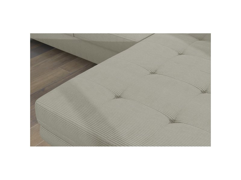  Canapé d'angle convertible amanda beige velours côtelé avec coffre  - Conforama E
