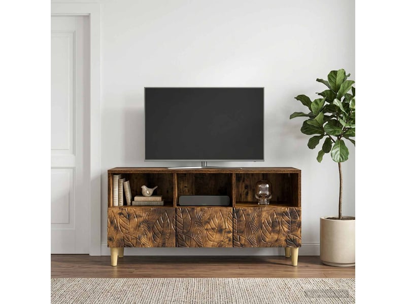  Meuble tv - banc tv - meuble de rangement 102 x 34,5 x 50 cm chêne fumé bois d'ingénierie  - Conforama C