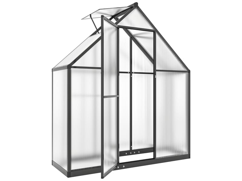  Serre de jardin alu polycarbonate - porte, lucarne - 1,7 x 0,58 x 1,95 m - noir  - Conforama A