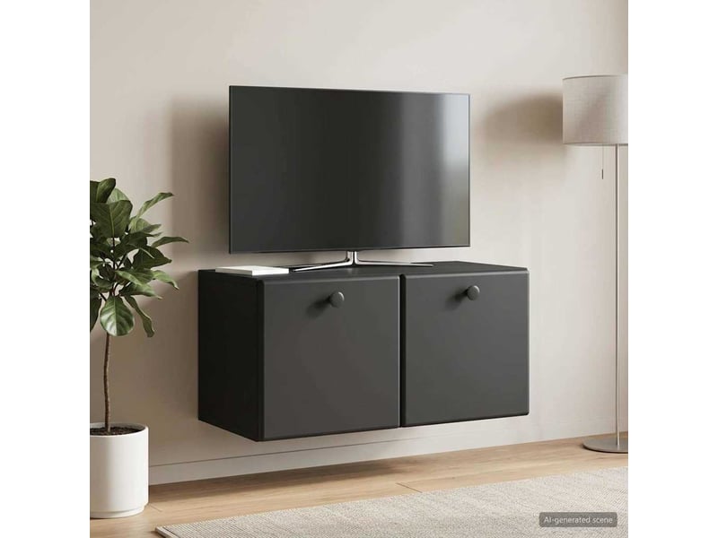  Meuble tv - banc tv - meuble de rangement mural 59,5 x 31 x 30 cm noir bois d'ingénierie  - Conforama D