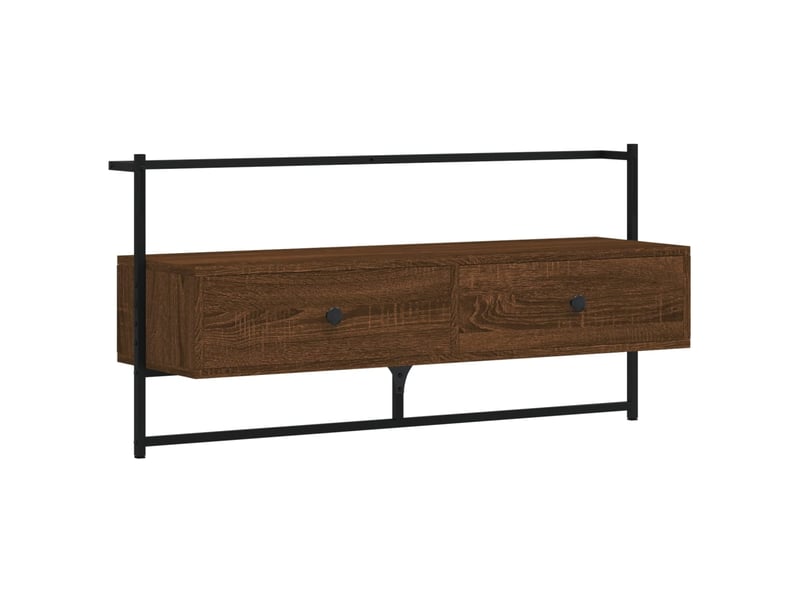  Meuble tv - banc tv - meuble de rangement mural chêne marron 100,5x30x51 cm bois d'ingénierie  - Conforama A