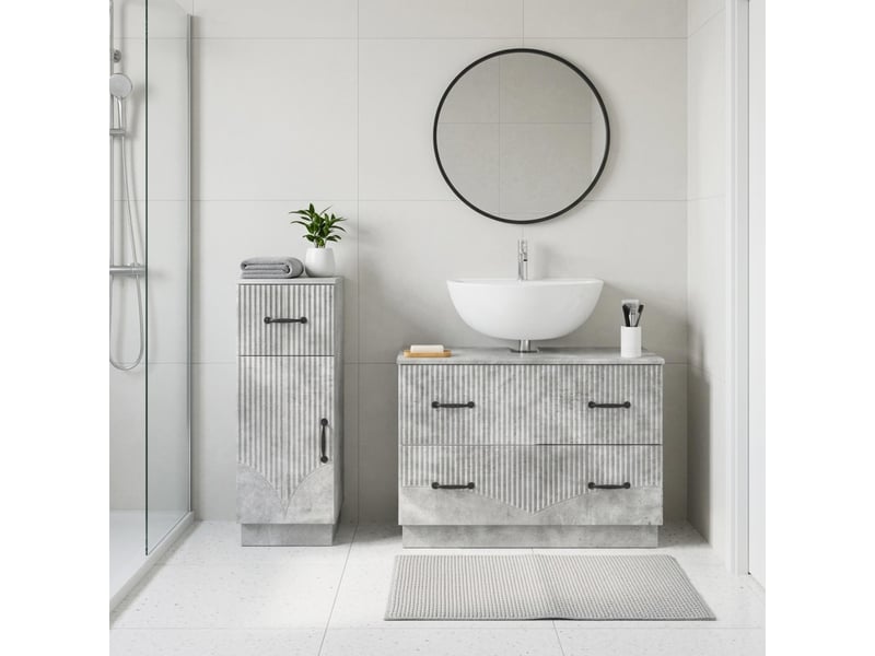  Ensemble de 2 meubles de salle de bain hoorn gris béton cf63191  - Conforama B
