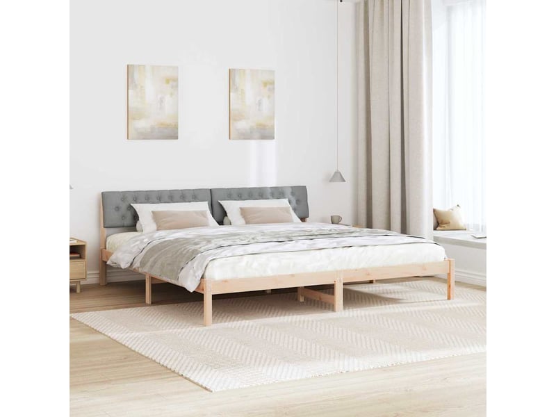 Lit double- lit adulte -  cadre de lit avec tête de lit marron et gris clair 200 x 200 cm  - Conforama C