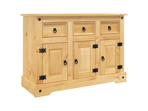 Buffet - bahut - meuble de rangement « corona » marron 112 x 44 x 78 cm bois massif pin mexicain