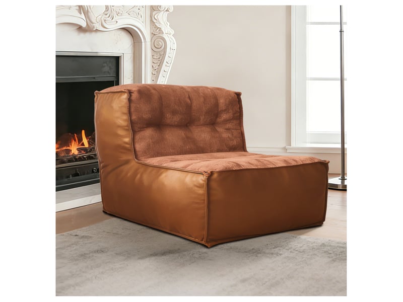  Fauteuil relax 1 place marron en tissu avec table d'appoint intégrée, confort et style pour votre salon  - Conforama B