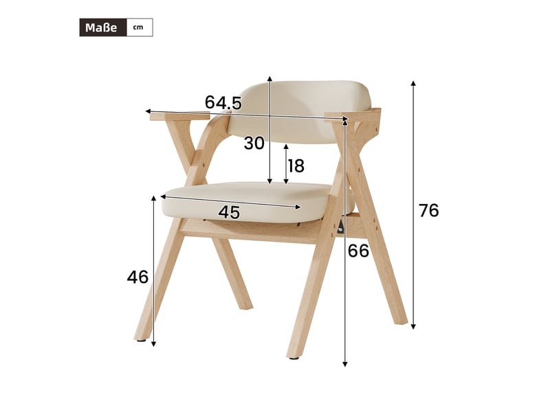  Chaise pliable bois clair lot de 2 - tissu lin beige, pratique et compacte, facile à ranger sans prendre de place  - Conforama E