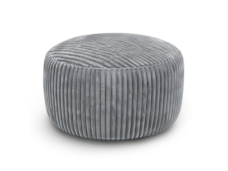  Fauteuil poire modenvie rond en velours côtelé gris clair avec garnissage en mousse à mémoire de forme 100 x 100 x 50 cm  - Conforama A