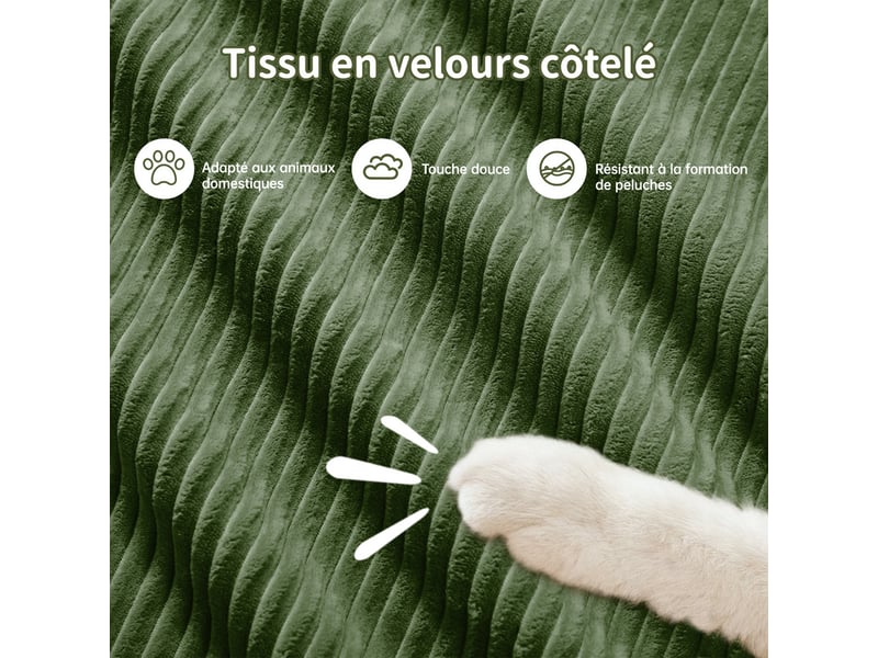 Canapé modulable 3 places en velours côtelé vert, 298 x 178 x 70 cm, sans armature, sans montage, livré compressé, base antidérapante, pour le salon CARDUME ESTIVAL - Conforama E