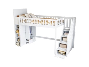 Lit mezzanine 90x200 cm ULQENI   coloris blanc