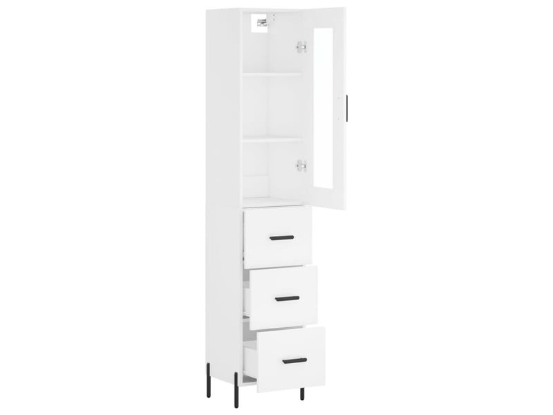  Buffet haut - bahut - meuble de rangement blanc 34,5x34x180 cm bois d'ingénierie  - Conforama D