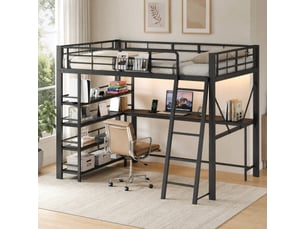 Lit mezzanine 140x200 cm <strong>WISHDOR</strong> <strong></strong> coloris noir
