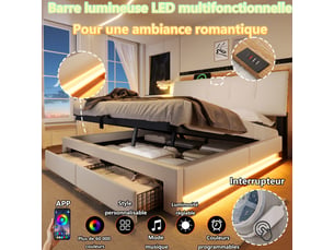 Lit coffre 140x200 cm HAUSS SPOLE coloris beige