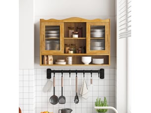 Armoire murale à 2 portes coulissantes avec étagères amovibles et 3 niveaux de rangement pour salle de bain, cuisine