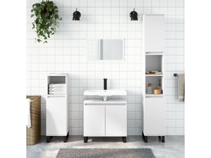 Ensemble d'armoires salle de bain 3 pcs blanc bois d'ingénierie cf63036