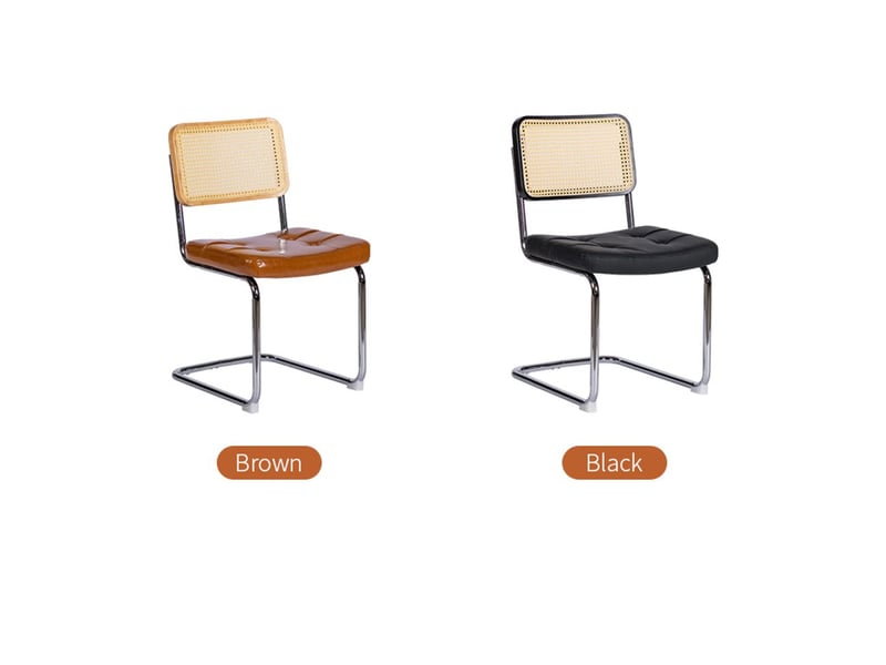  Chaise de salle à manger lot de chaises 4 pièces revêtement similicuir pieds chromés style moderne style mid-century dossier et assise rembourrés conception breuer  - Conforama E