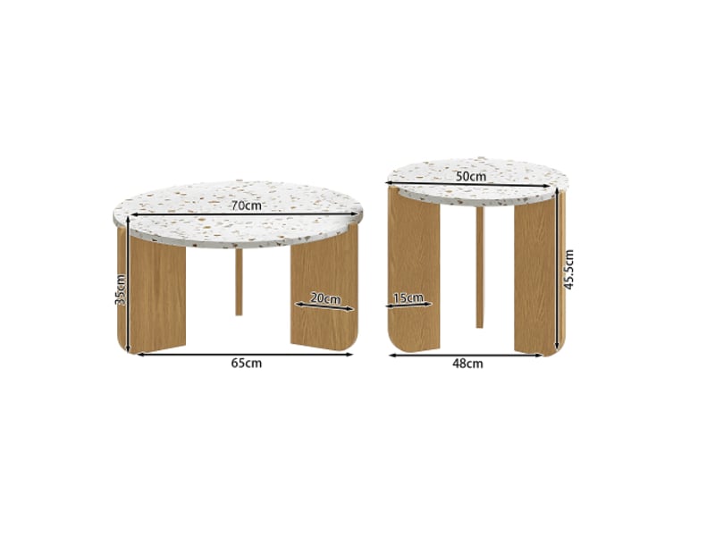 Lot de 2 tables basses gigognes rectangulaire naturel - 70x70 cm mdf table basse naturel - Conforama C