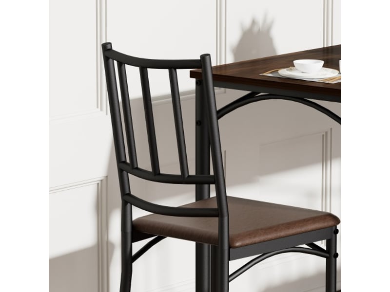  Ensemble table à manger et bar - 4 chaises - table industrielle en bois de noyer, 110 cm x 60 cm x 76,5 cm  - Conforama E