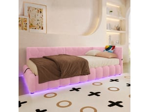 Lit banquette 90x200 cm <strong>MAISENTIEL</strong>  <strong></strong> coloris rose