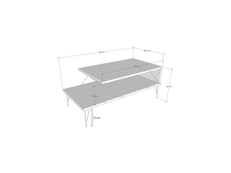  Table basse table de salon bois mdf mélaminé anthracite avec pieds métal l 100 cm industriel  - Conforama D