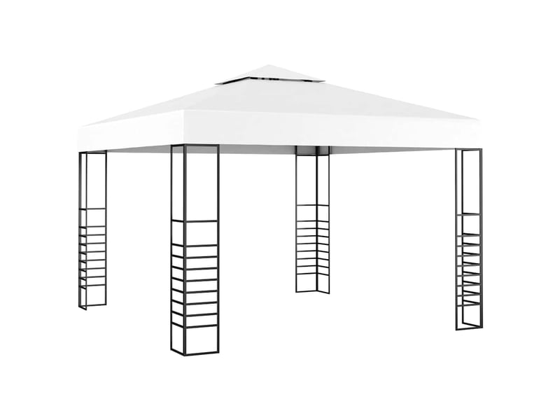  Chapiteau de jardin avec guirlande lumineuse à led 3x3 m blanc cf62475  - Conforama C