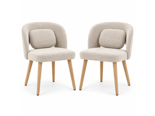 Lot de 2 chaises de salle à manger 46x46x77,5 cm, dossier ergonomique en velours, assise rembourrée, pieds en hévéa massif, charge 150 kg, beige