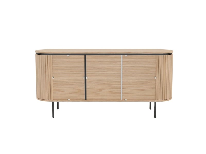 Buffet 160 cm 3 portes chêne clair et noir – collection sören - Conforama A