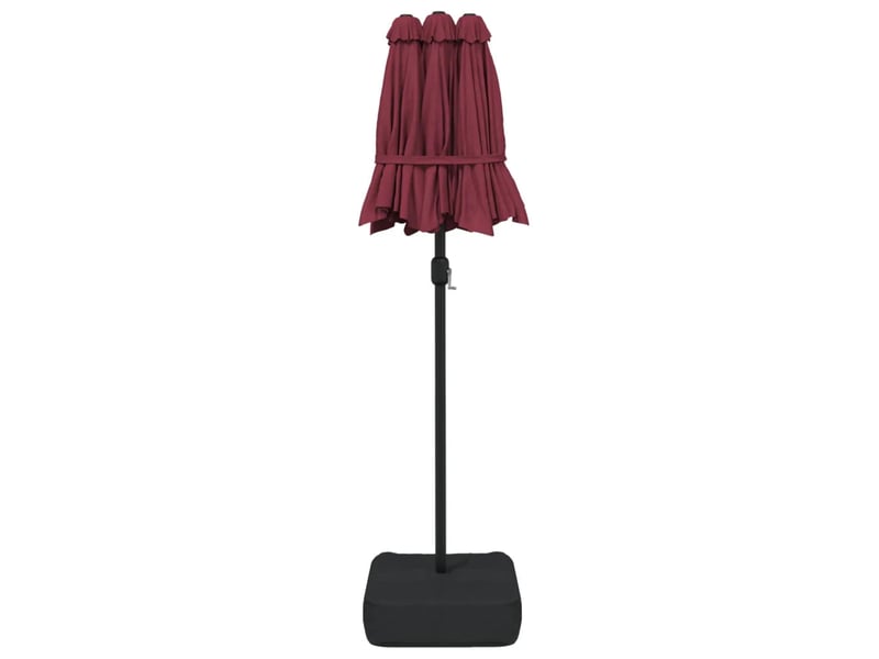  Parasol de jardin à double tête avec led ambiance cosy 316 x 145 x 240 cm en polyester rouge bordeaux 02_0047396  - Conforama E