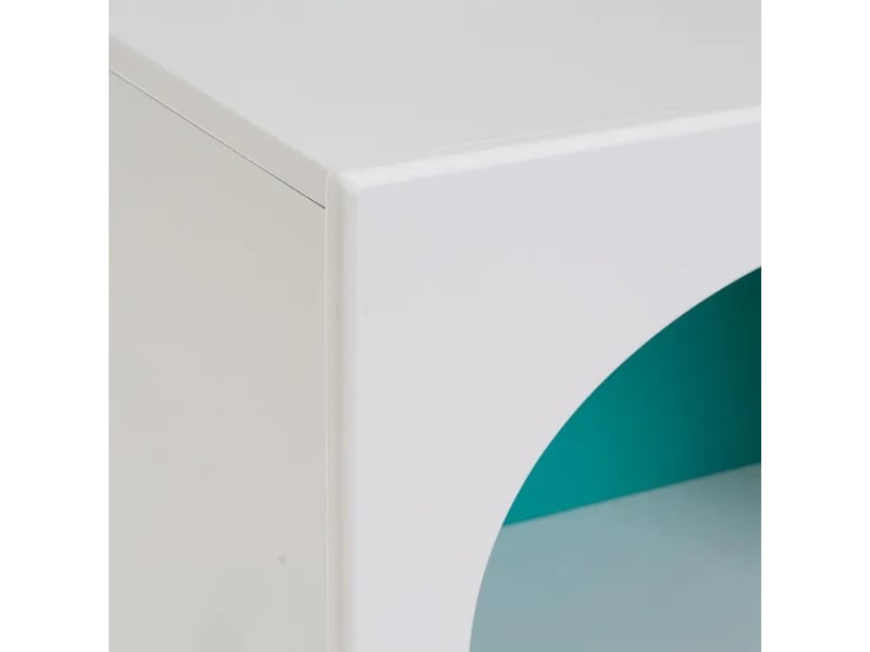 Table de chevet meuble de rangement blanc pour chambre d'enfant avec 2 niches arquées à fond bleu-longueur 40 x profondeur 32 x hauteur 70 cm - Conforama C