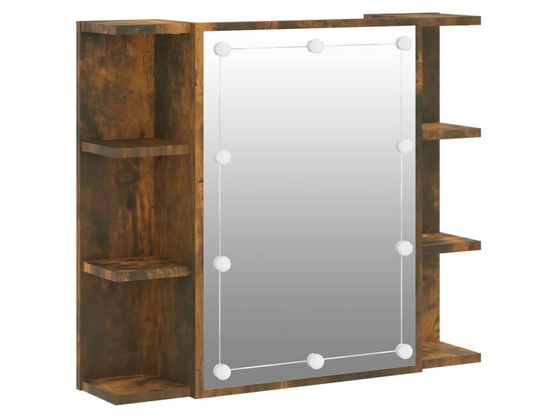  Armoire à miroir avec led chêne fumé 70x16.5x60 cm  - Conforama A