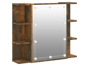 Armoire à miroir avec led chêne fumé 70x16.5x60 cm